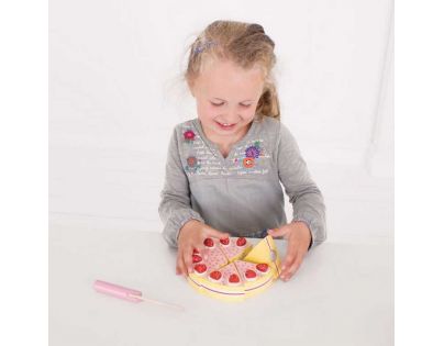 Bigjigs Toys Drevený krájací torta s jahodami