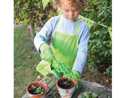 Bigjigs Toys Záhradný set náradia v plátené taške zelený