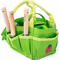 Bigjigs Toys Záhradný set náradia v plátené taške zelený 4