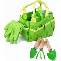 Bigjigs Toys Záhradný set náradia v plátené taške zelený 2