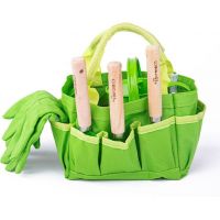 Bigjigs Toys Záhradný set náradia v plátené taške zelený 5