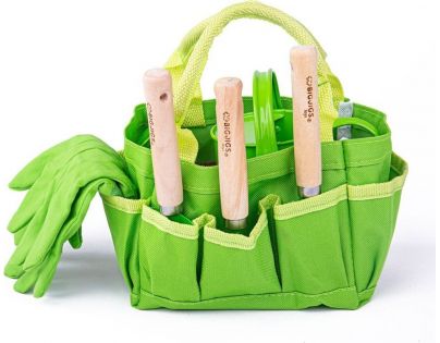 Bigjigs Toys Záhradný set náradia v plátené taške zelený