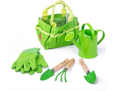 Bigjigs Toys Záhradný set náradia v plátené taške zelený