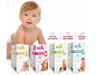 Bino Baby Premium Plienky veľ. S 3-8 kg 6 x 10 ks s darčekom