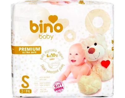 Bino Baby Premium Plienky veľ. S 3-8 kg 6 x 10 ks s darčekom