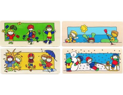 Bino Drevené puzzle štyri ročné obdobia