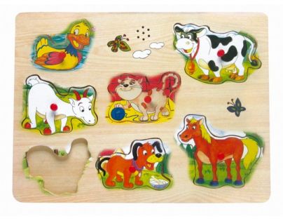 Bino Hrací puzzle na desce Vocali Zvířecí hlasy