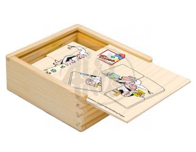 Bino 13150 - Dřevěné mini puzzle Křemílek a Vochomůrka