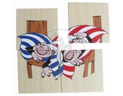 Bino 13150 - Dřevěné mini puzzle Křemílek a Vochomůrka