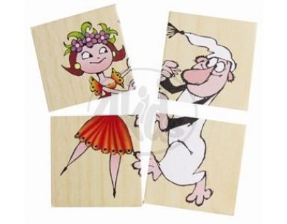Bino 13150 - Dřevěné mini puzzle Křemílek a Vochomůrka