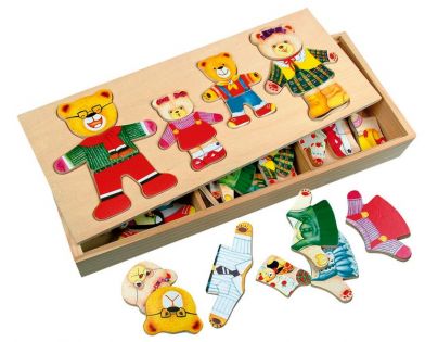 Bino Puzzle Šatníková skriňa Medvedia rodinka 72 dielikov