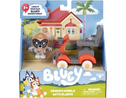Bluey Babička Muffin a jej vozidlo Grannie mobile