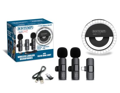Bontempi Mini kruhové svetlo s dvoma bezdrôtovými klopovými mikrofónmi