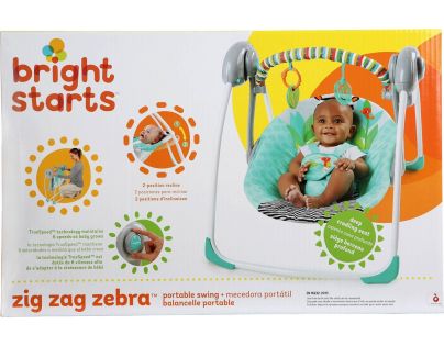 Bright Starts Hojdačka skladacia Zig Zag Zebra do 9 kg