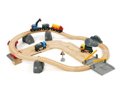 Brio Vláčikodráha s nákladným vlakom, podjazdom a cestou
