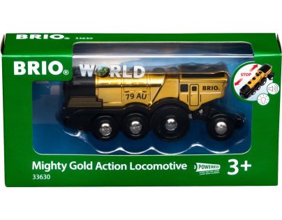 Brio World Mohutná zlatá akčná lokomotíva na batérie