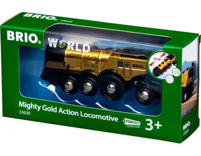 Brio World Mohutná zlatá akčná lokomotíva na batérie
