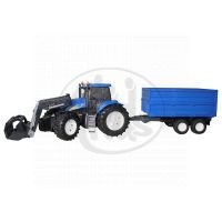 Bruder 1993 Traktor New Holland T8040 s vlekem a čelním nakladačem Bruder 1993 Traktor New Holland T8040 s vlekem a čelním nakladačem