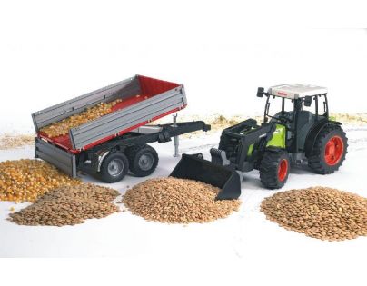 Bruder 02112 Traktor Claas Nectis s čelným nakladačom a vozom