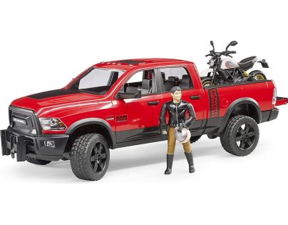 Bruder 02502 RAM 2500 Power Wagon s Scramblerem Ducati Desert Sled a řidič - Poškodený obal