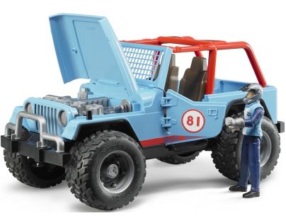 Bruder 2541 Jeep Wrangler Cross Country modrý s figúrkou jazdca