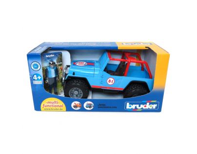 Bruder 2541 Jeep Wrangler Cross Country modrý s figúrkou jazdca