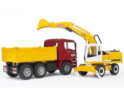 Bruder 02751 Nákladní auto MAN a bagr - Poškozený obal