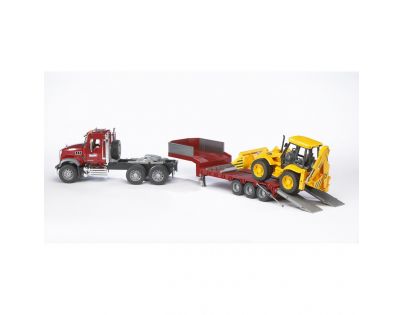 Bruder 02813 Nákladné auto Mack Granit s návesom a traktorom JCB