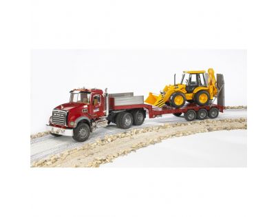 Bruder 02813 Nákladné auto Mack Granit s návesom a traktorom JCB