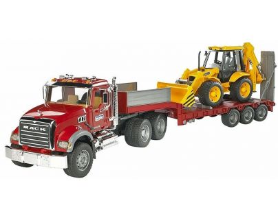 Bruder 02813 Nákladné auto Mack Granit s návesom a traktorom JCB