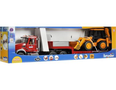 Bruder 02813 Nákladné auto Mack Granit s návesom a traktorom JCB