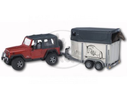 BRUDER 2921 Jeep Wrangler a príves s koňom
