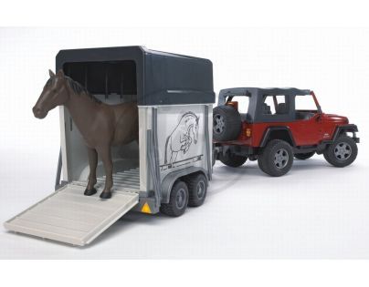 BRUDER 2921 Jeep Wrangler a príves s koňom