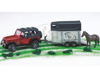 BRUDER 2921 Jeep Wrangler a príves s koňom