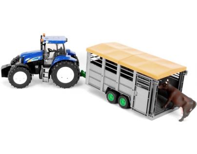 Bruder 1695 Traktor New Holland T8040 s prívesom na kravy