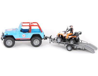 Bruder 1696 Jeep Cross s podvalníkom a štvorkolkou