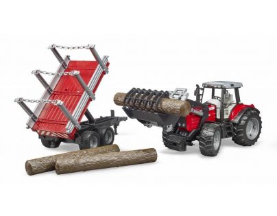 Bruder 2046 Massey Ferguson 7480 s prívesom na drevo