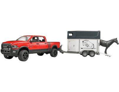 Bruder 2501 Pick up Ram 2500 a príves s koňom 1:16