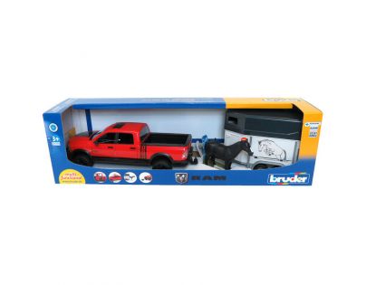 Bruder 2501 Pick up Ram 2500 a príves s koňom 1:16