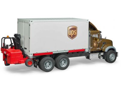 Bruder 2828 MACK Granite UPS logistik a vysokozdvihom 1:16