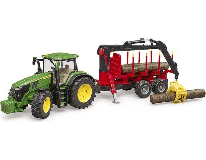 Bruder 3154 John Deere 7R 350 s lesníckym prívesom a 4 kmene 1:16