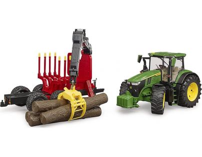 Bruder 3154 John Deere 7R 350 s lesníckym prívesom a 4 kmene 1:16