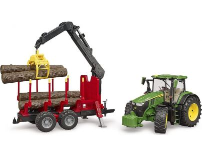Bruder 3154 John Deere 7R 350 s lesníckym prívesom a 4 kmene 1:16