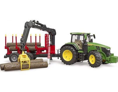 Bruder 3154 John Deere 7R 350 s lesníckym prívesom a 4 kmene 1:16