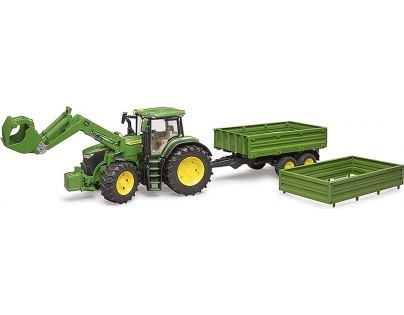 Bruder 3155 John Deere 7R 350 s čelným nakladačom a dvojnápravovým sklápacím prívesom 1:16