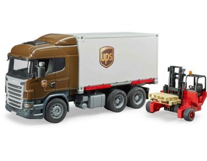 Bruder 3581 Scania R UPS logistik s vysokozdvihom 1:16