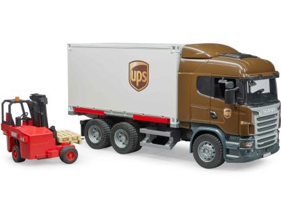 Bruder 3581 Scania R UPS logistik s vysokozdvihom 1:16