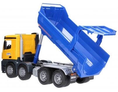 Bruder 3623 Mercedes Benz sklápací s automatickou zadnou stenou modrý náves 1:16