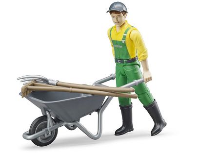 Bruder 62610 Figurka Zemědělec s kolečkem a nářadím - Poškodený obal
