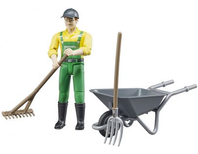Bruder 62610 Figurka Zemědělec s kolečkem a nářadím - Poškodený obal